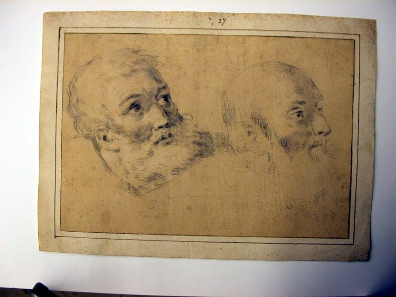 Two Studies of Bearded Male Heads