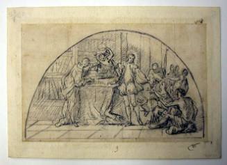 A Holy Nobleman Distributing Alms (Study for a lunette painting depicting the life of a saint)