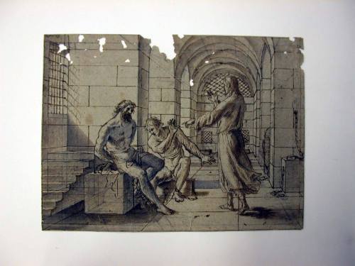 Christ (?) Speaking to Two Manacled Prisoners